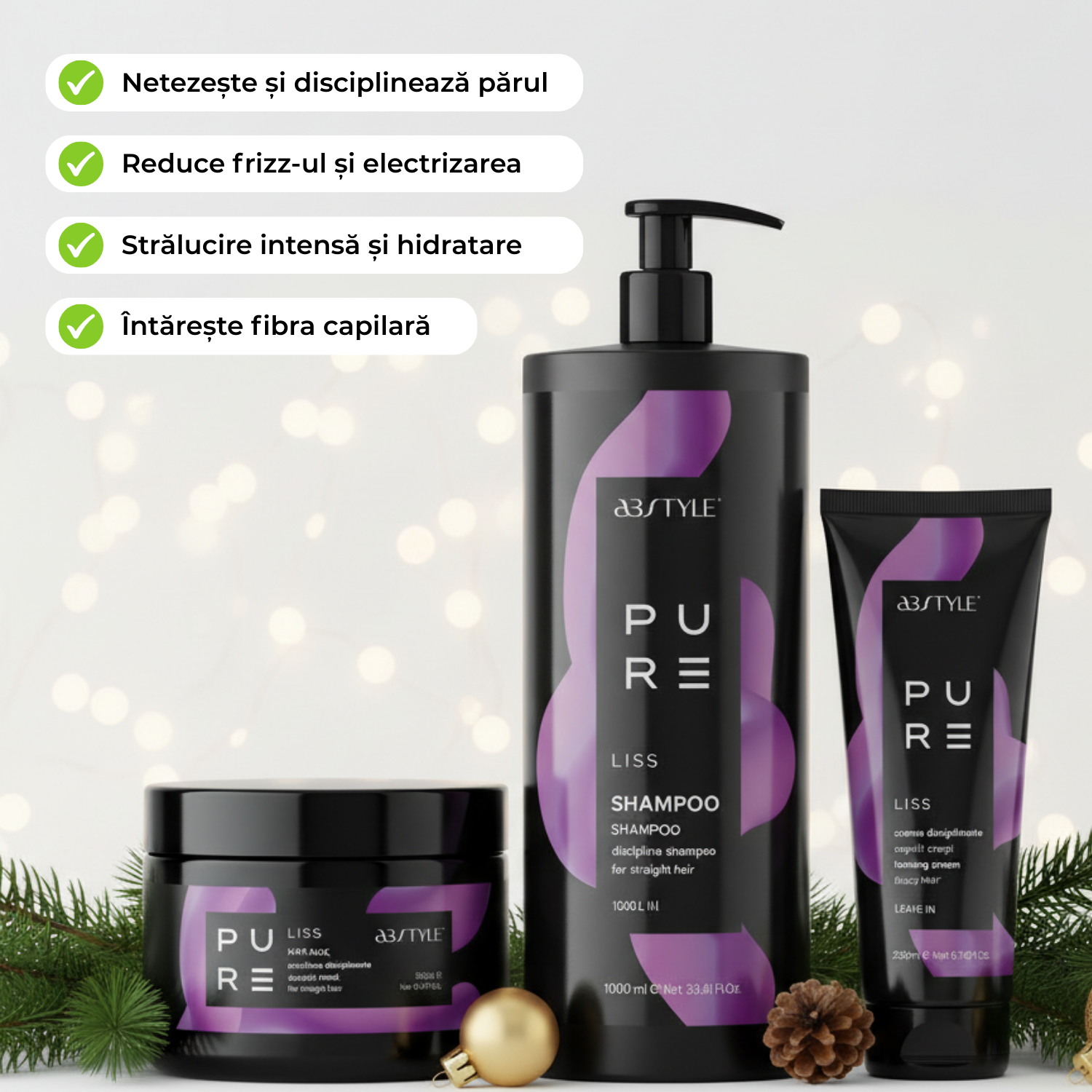 Masca Profesionala Pentru Par Drept Si Intitns, Pure Liss, 500 ml